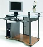 Calico Collection, Compi Desk Pewter, Teak, Clear Glass