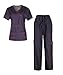 G Med Women's Mock Wrap Back Tie Top and Pants Fashion Scrub Set