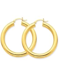 14k Yellow Gold Polished 5mm Lightweight Hoop Earrings. Metal Wt- 5.36g