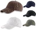 Baseball Cap aus gewaschener Chino Baumwolle in Vintage (Destroyed / Distressed) Optik mit ausgefranster Patchwork Struktur (Einheitsgrösse)
