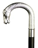 Horse Head Walking Cane - Silver Plastic Horse Head on Black Wood Shaft