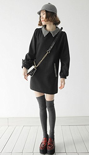 ワンピース 千鳥格子 チェック ウール レトロ ミニ スカート ラウンドネック 温かい コート エレガンス キュート カジュアル パーティ ２次会 レディース 秋物 冬物 可愛いスカーフ付き R256