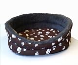 Paw Print Plush Pet Dog Cat Bed Brown Extra Extra Large