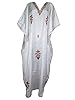Women Kaftans White Silk Kashmiri Embroidered Kaftan Dress Kimono Caftan