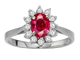 1.25 cts Genuine Lab Created Ruby and diamond Ring - 14kt White or Yellow Gold