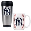 New York Yankees MLB Stainless Steel Travel Tumbler & Game ball Ceramic Mug Set - Primary Logo by Great American Products