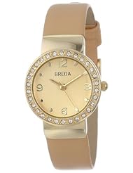 Breda Womens 2368-gold/cream "Jennifer" Gold-Tone, Cream faux leather, and Rhinestone Watch
