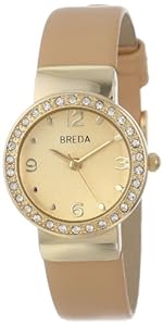 Breda Women's 2368-gold/cream Jennifer Rhinestone Mini Bezel Slim Watch