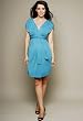 The Olian "Kora" Matte Jersey Shirred Shoulder V-neck Dress