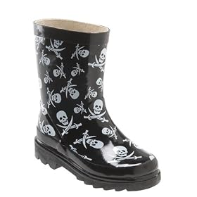 Black Boots and White Skulls Wellies
