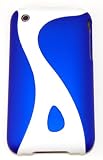 KingCase iPhone 3G & 3GS * Rubberized Slim Slider Twist Case (Royal Blue & White) 8GB, 16GB, 32GB