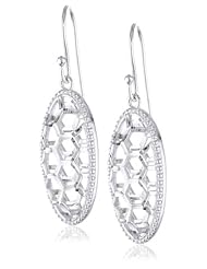 Sterling Silver Lattice Oval Dangle Earrings