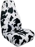 Saddleman Wild Animal Print Fur Bucket Seat Cover - Cow Print