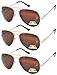 Set of 3 Classic Aviator Style Sunglasses Gold Metal Frame Polarized Brown Lens
