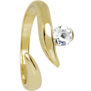 Solid 14K Yellow Gold Solitaire Cubic Zirconia Toe Ring