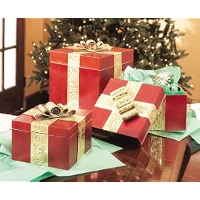 Pack of 6 Holiday Gift Wrapping Design Decorative Boxes by CC Home Furnishings