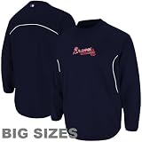 MLB Majestic Atlanta Braves Big Sizes Therma Base Tech Fleece Sweatshirt - Navy Blue (XXXX-Large)