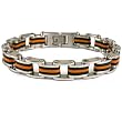 Stainless Steel Bracelet Mens Chain Link Orange Black Rubber Satin Finish by Bucasi Stainless Steel Bracelet Mens Chain Link Orange Black Rubber Satin Finish by Bucasi