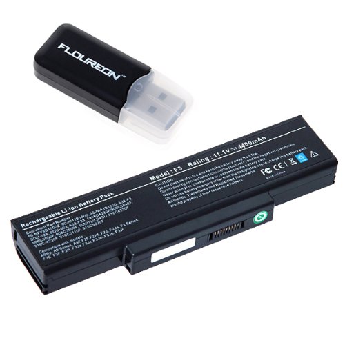 Floureon New Battery for ASUS A32-F3 A33-F3,F3,F3E,F3F,F3H,F3JP, 7200mAh New Laptop Battery for Asus A9 F2 F3 A32-F3 + Micro USB SD Plan Reader