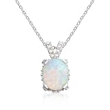 Sterling Silver Synthetic Opal & Cubic Zirconia Pendant by Cheline, 18