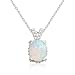 Jewelry : Sterling Silver Synthetic Opal & Cubic Zirconia Pendant by Cheline, 18'