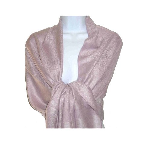 70% Pashmina 30% Silk Paisley Self-Design Shawl / Wrap / Stole - Lavender