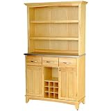 Wine Rack Buffet with Open Hutch - Natural/ Stainless Steel