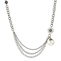 Multi Chain Peace and Flower Necklace - Silvertone