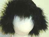 Bh6bb, Hand Crocheted Black Chenille Hat with Black Maribou Feather and Earflap for Infants and Toddlers