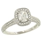 Cushion & 2 Sided Pave Diamond Engagement Ring 1.11ct