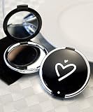 Styling Black Heart Design Compact Mirror Favors (Set of 24) - Baby Shower Gifts & Wedding Favors