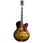 SVK Vintage Sunburst Electric Jazz Guitar, Full Hollow Body W/Gold Hardware