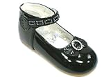 KCMODE Girls Black Diamante Velcro Party Shoes