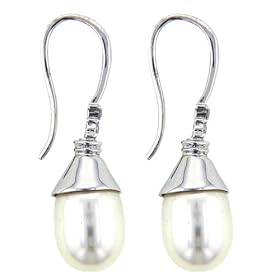 Sterling Silver Faux Dangle Pearl Earrings