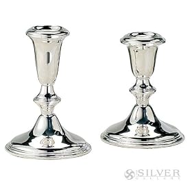 4.5 High, 3.5 Base Diameter, Sterling Silver Candlesticks - Pair by Empire Silver