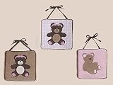 Pink and Chocolate Teddy Bear Wall Hanging Accessories by JoJo Designs