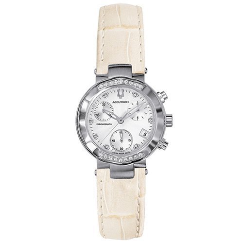 Accutron Women's Chamonix Diamond Chronograph Cream Leather Watch #26R17