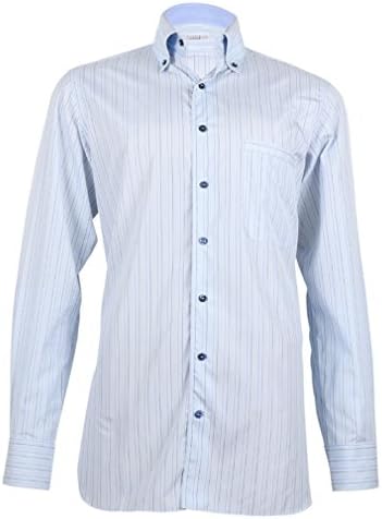 Zilli Men's Blue Striped Chemise Shirt 100% Cotton Long Sleeve (45 (17 3/4))