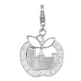 14K 1.3 grams White Gold Diamond 0.08CT Big Apple Charm