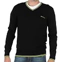 Ben Sherman Mens Basic V-Neck Knit Top Black/Lime