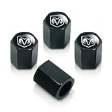 Dodge Silver Logo Black Tire Stem Valve Caps