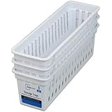 Slim Plastic Storage Trays Baskets in White- Set of 3