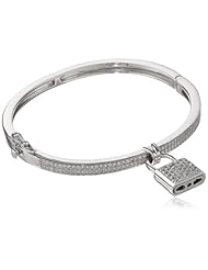 CZ by Kenneth Jay Lane "Classic" Round Cubic Zirconia Pave Hinged Padlock Bangle Bracelet, 2.25"