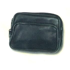 Black Leather Double Zipper Coin Purse
