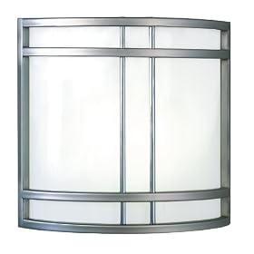 American Fluorescent Radio City Outdoor Sconce, Square Edge Deco Style Satin Nickel, 18W... by American Fluorescent