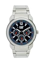 Caterpillar PE 149 11 622 Stainless Steel Multi Dial Blue Red Dial Bracelet Watch