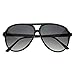 zeroUV - Large Classic Retro Plastic Aviator Sunglasses with Gradient Lens (Black/Smoke Gradient)