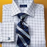 Trim Fit Tonal Tattersall European Style French Cuff Dress Shirt