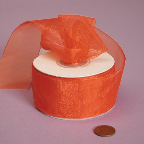 Orange Shimmer Sheer Organza Ribbon, 1-1/2