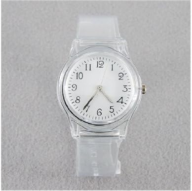 VONCE 6018 Round Shaped Watch Dial Plastic Cement Watchband Wrist Watch (Transparent)